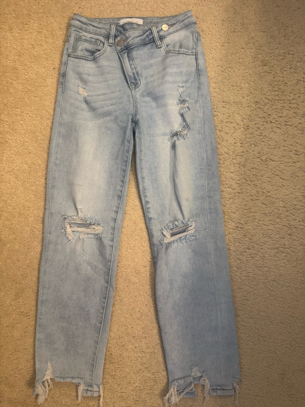 Light Blue Distressed Cropped Women's Jeans